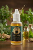 ASHFAQ Hakeem 12 Booti Tila herbal oil bottle with green label and herbs background